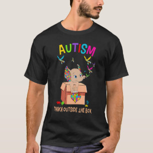 Camiseta Autismo Pense Fora Da Caixa Autismo Elefante Cute