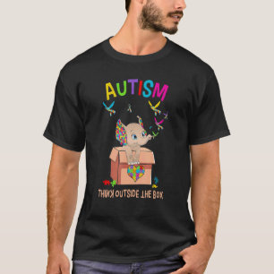 Camiseta Autismo Pense Fora da Caixa Elefante Fofo Peça de 