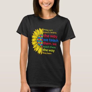 Camiseta Autismo Professor aprende como aprender girassol a