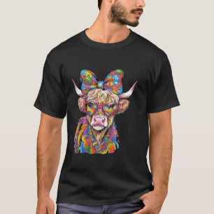Camiseta Autismo Professores Autism Highland Cow Coquette A