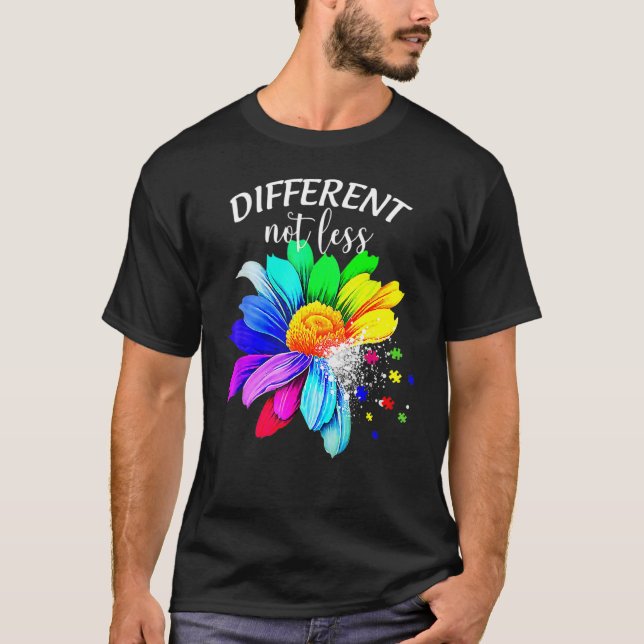 Camiseta Autismo Quebra-cabeça Consciência Girassol Diferen (Frente)