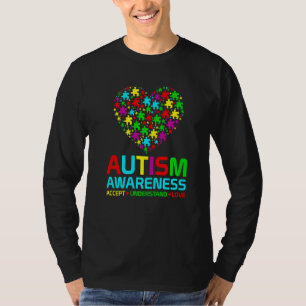 Camiseta Autismo Quebra-cabeça de Atenção ao Amor Coração E