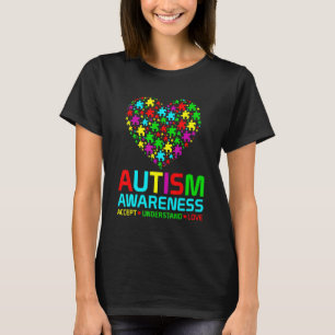Camiseta Autismo Quebra-cabeça de Atenção ao Amor Coração E