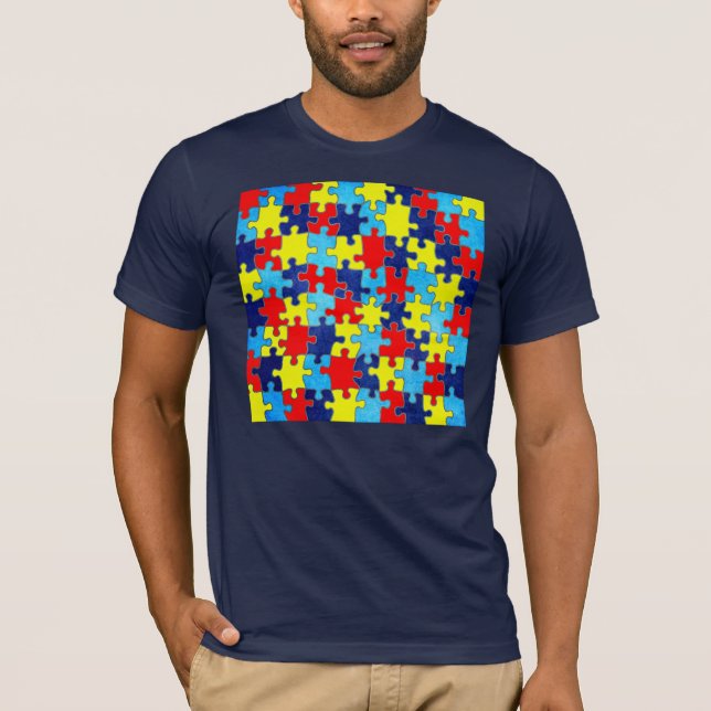 Camiseta Autismo Quebra-cabeça de consciência por Shirley T (Frente)