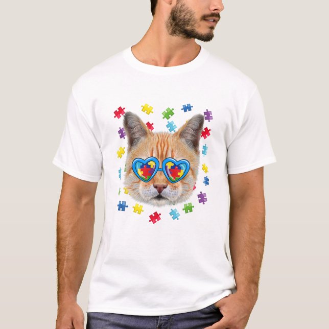 Camiseta Autismo Quebra-cabeça de óculos de sol (Frente)