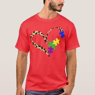 Camiseta Autismo Quebra-cabeça Leopard Autismo Sensibilizaç