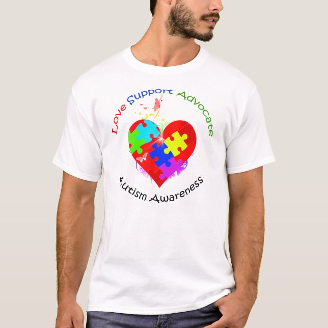 Camiseta Autismo Quebra-cabeça no coração (Frente)