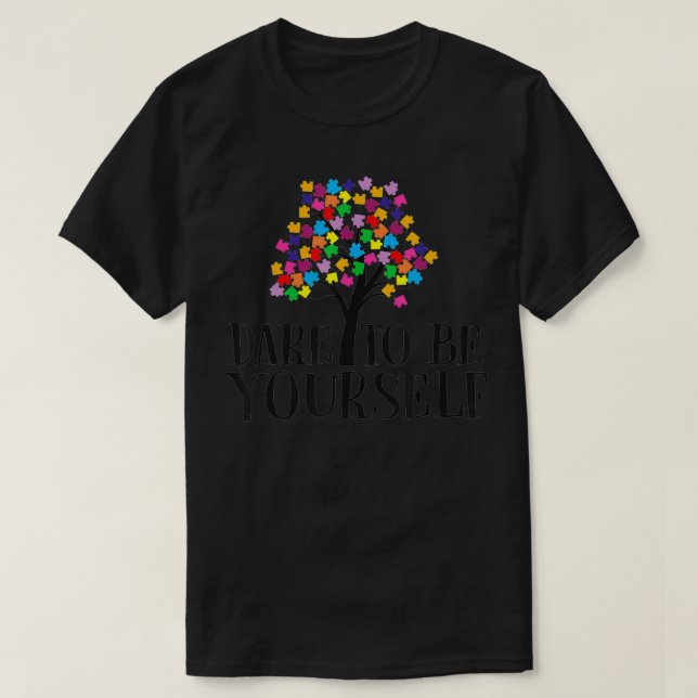 Camiseta Autismo Quebra-cabeça Piece Criança Atreve-Se A Se (Frente do Design)