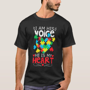 Camiseta Autismo Quebra-cabeça Piece Heart I Am Sua Voz Mul