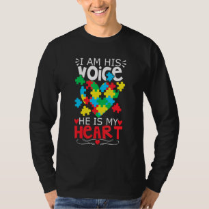 Camiseta Autismo Quebra-cabeça Piece Heart I Am Sua Voz Mul