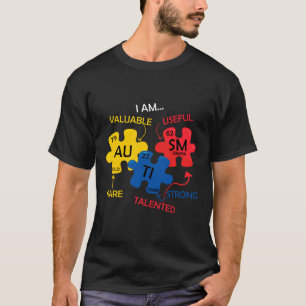 Camiseta Autismo Rd Consciência Elementos de Mesa Periódico