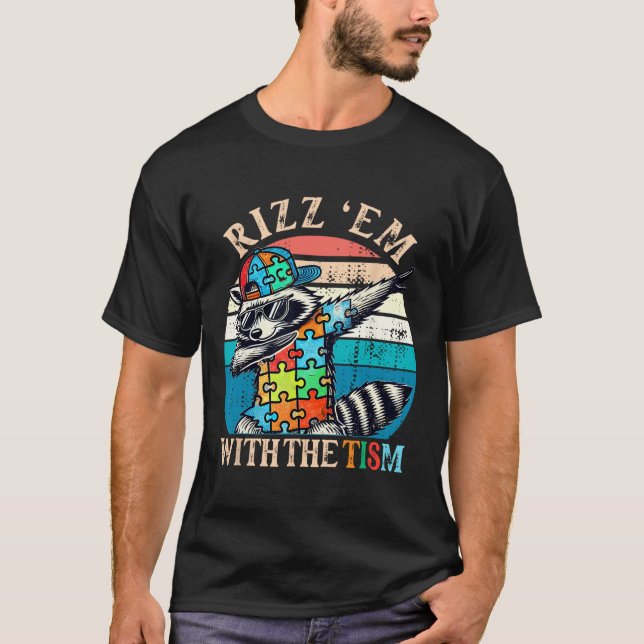 Camiseta Autismo Rizz Em Com O Tismo Meme Racoon Autista (Frente)