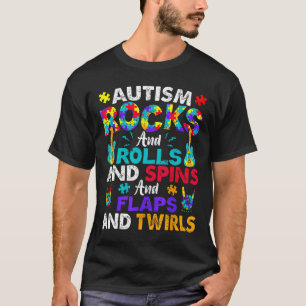 Camiseta Autismo Rocks E Rolls Engraçado Autismo Sensibiliz