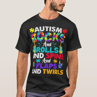 Camiseta Autismo Rocks E Rolls Engraçado Autismo Sensibiliz