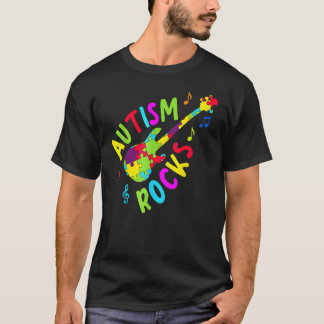 Camiseta Autismo Rocks Quebra-Cabeça de Guitarra Conscienti