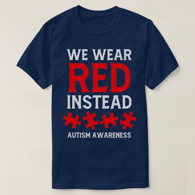 Camiseta Autismo Sensibilização Abril Vestimos Vermelho (Frente do Design)