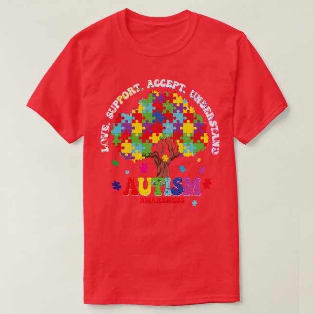Camiseta Autismo Sensibilização Accept Suporte ao Amor (Frente do Design)