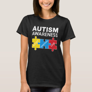 Camiseta Autismo Sensibilização Aceite Apoio Adoro Homens Q