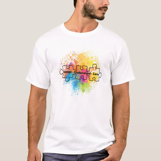 Camiseta Autismo Sensibilização Aceite Compreender O Amor S (Frente)