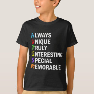 Camiseta Autismo Sensibilização Acrostica - Coração Bú