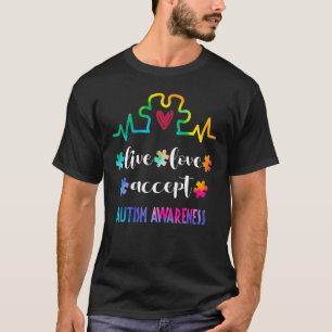 Camiseta Autismo Sensibilização ao Vivo Aceita Amor Especia