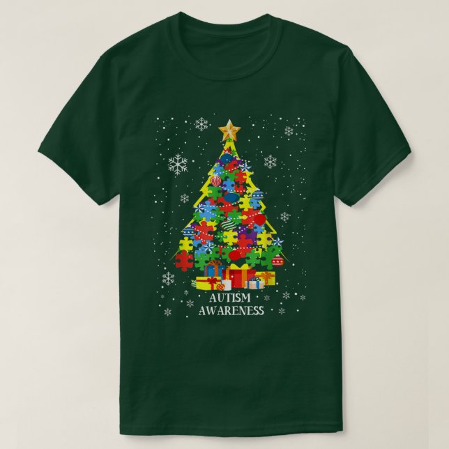 Camiseta Autismo Sensibilização Árvore de Natal Custo Corre (Frente do Design)