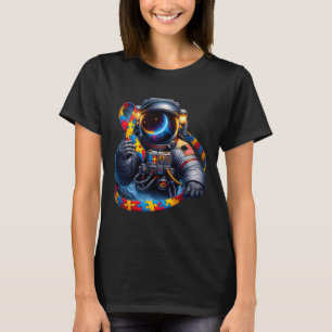Camiseta Autismo Sensibilização Astronauta Cão Vermelho Ama