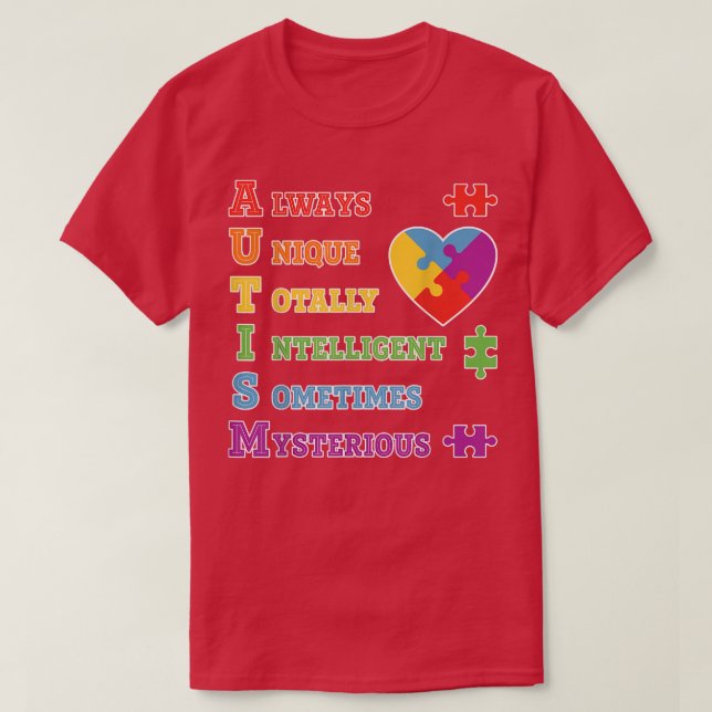 Camiseta Autismo Sensibilização Autismo Acrônimo Quebra-cab (Frente do Design)