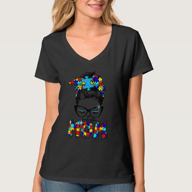 Camiseta Autismo Sensibilização Autismo Mãe Cabelo Mensagei (Frente)