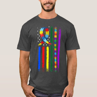 Camiseta Autismo Sensibilização Bandeira Americana