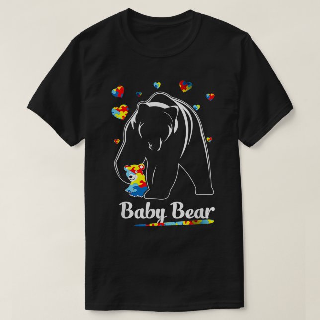 Camiseta Autismo Sensibilização Bebê Urso Bonito Autismo Pr (Frente do Design)