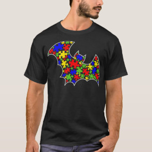 Camiseta Autismo Sensibilização Bonita Bat Quebra-cabeça Pi