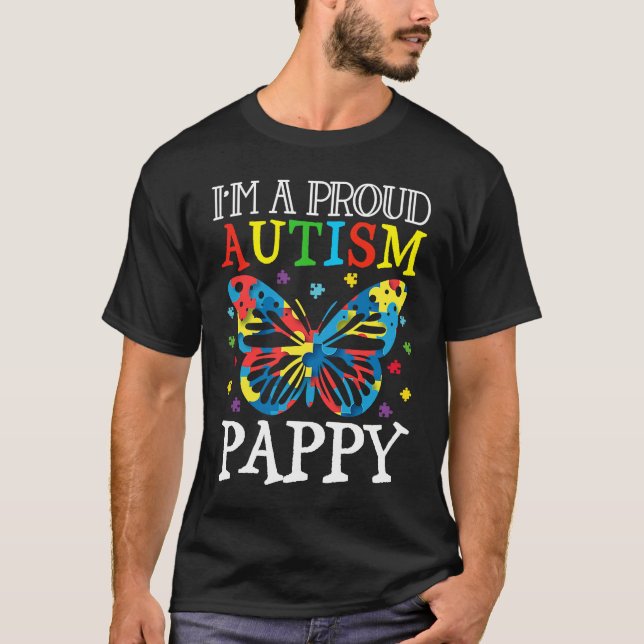 Camiseta Autismo Sensibilização Borboleta Eu sou um Papá Au (Frente)