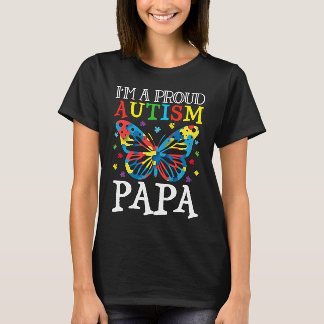 Camiseta Autismo Sensibilização Borboleta Eu sou um Papa Au (Frente)