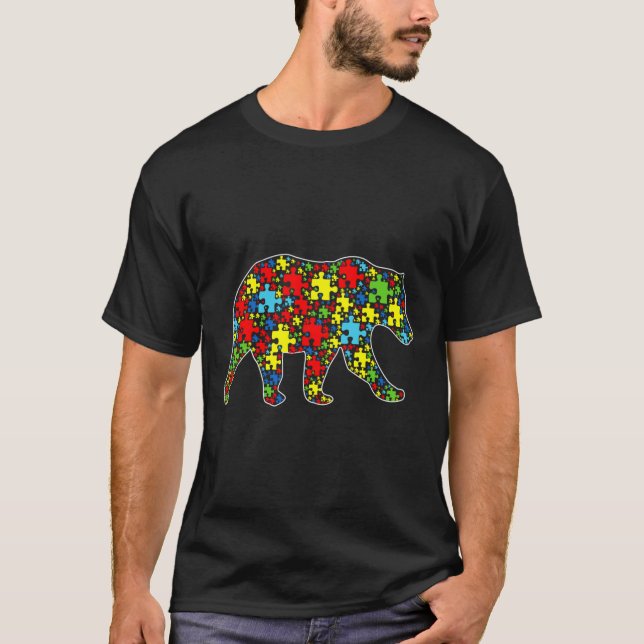 Camiseta Autismo Sensibilização Borrão-Quebra-cabeça de-Peç (Frente)