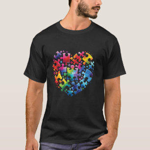Camiseta Autismo Sensibilização Colorida Quebra-cabeça Hear
