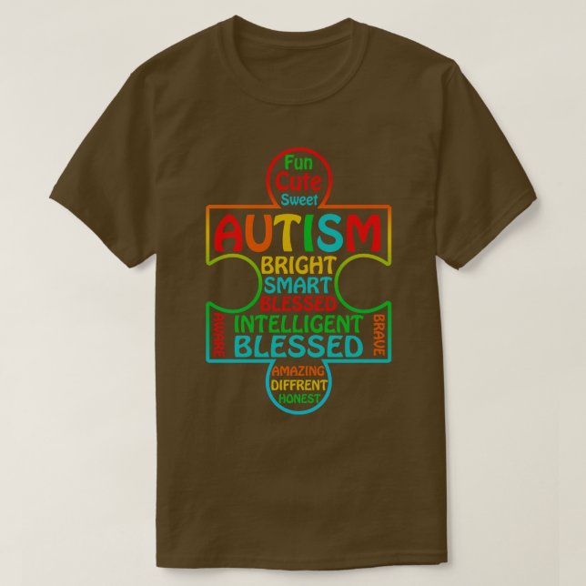 Camiseta Autismo Sensibilização Coração Abençoado (Frente do Design)