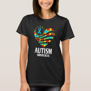 Camiseta Autismo Sensibilização Coração Orgulhosa Apoio a C