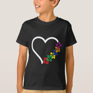 Camiseta Autismo Sensibilização Coração Quebra-cabeça Apoio