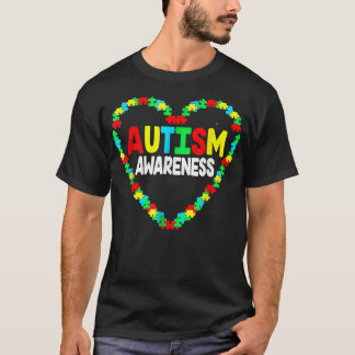Camiseta Autismo Sensibilização Coração Quebra-cabeça Apoio