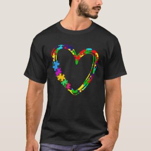 Camiseta Autismo Sensibilização Coração Quebra-cabeça para