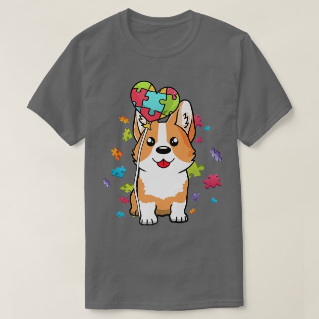 Camiseta Autismo Sensibilização Corgi Cachorro Cachorro Cac (Frente do Design)