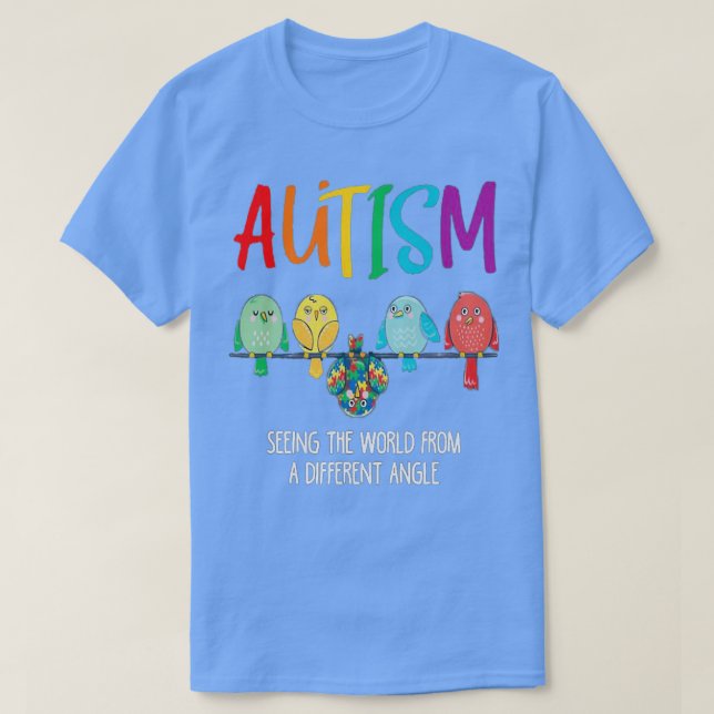 Camiseta Autismo Sensibilização Coruja Coroa Quebra-cabeça  (Frente do Design)