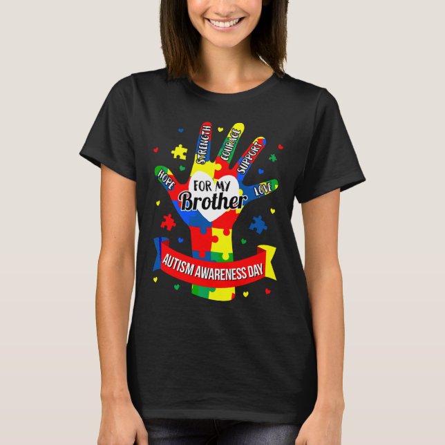 Camiseta Autismo Sensibilização Crianças Irmão Quebra-cabeç (Frente)