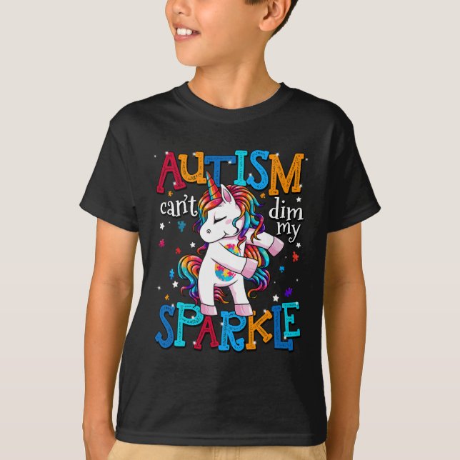 Camiseta Autismo Sensibilização Crianças Unicórnio Para Aut (Frente)