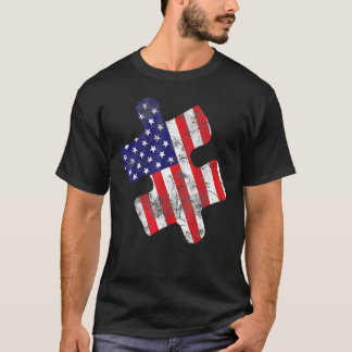 Camiseta Autismo Sensibilização da bandeira americana Quebr