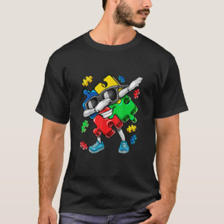 Camiseta Autismo Sensibilização Dabbing Quebra-cabeça Piece