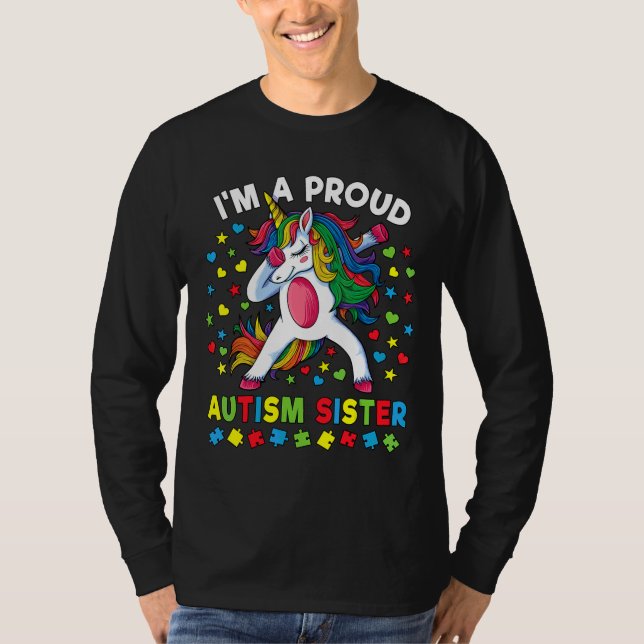 Camiseta Autismo Sensibilização Dabbing Unicorn Proud Autis (Frente)