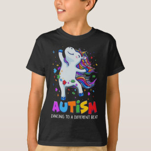Camiseta Autismo Sensibilização Dabbing Unicorn Quebra-cabe