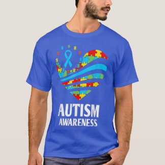 Camiseta Autismo Sensibilização das Mulheres Coração Apoio 